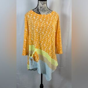 À la Carte Orange and Blue Women's Front Pocket & TieTunic Size XL